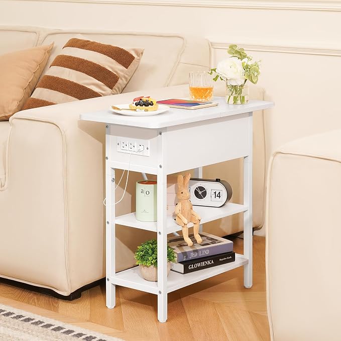 Yoobure End Table with Charging Station, Flip Top Side Table with USB Ports and - Image 2