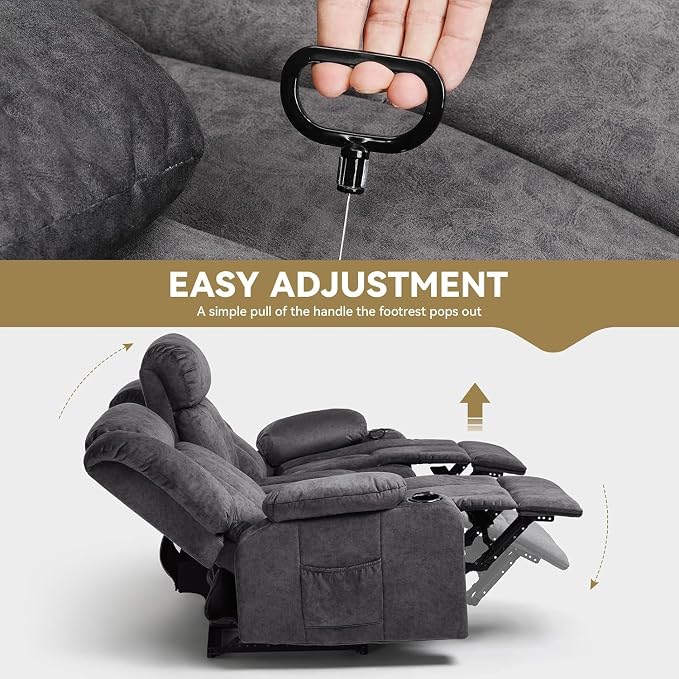 COMHOMA Manual Recliner Chair Set，Fabric Reclining Sofa Chair - Image 4