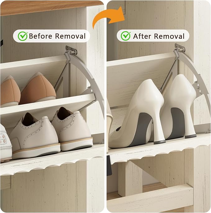 YOMILUVE Shoe Cabinet Storage for Entryway, Fluted Shoe Cabinet - Image 5