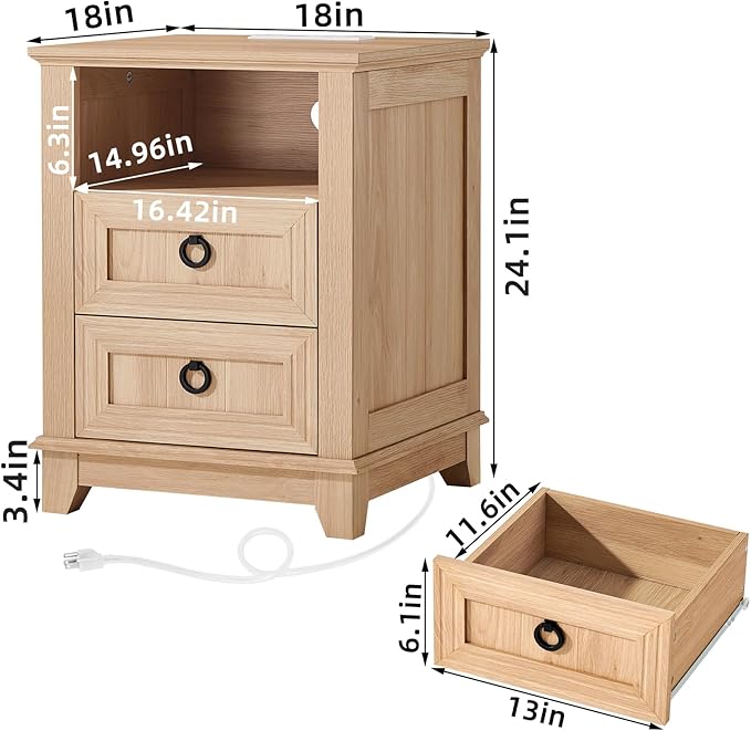 Joaxswe 18" Farmhouse Night Stands Set of 2 - Image 2