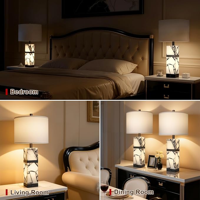 Scenekoy 27" Alabaster Table Lamps Set of 2 - Image 6