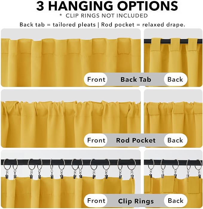 Deconovo Back Tab and Rod Pocket Drapes and Curtains Short Blackout Curtains - Image 2