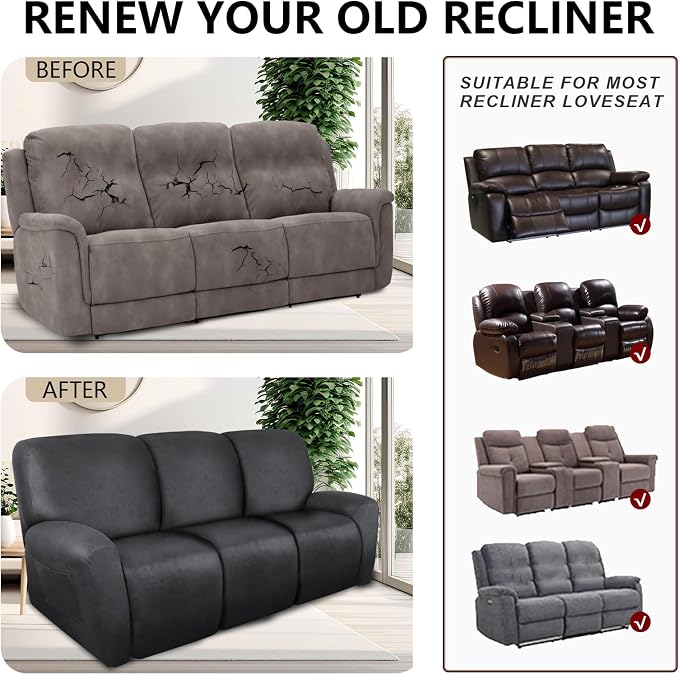 ANARACHON Recliner Couch Cover Leather Look Recliner Sofa Covers - Image 6