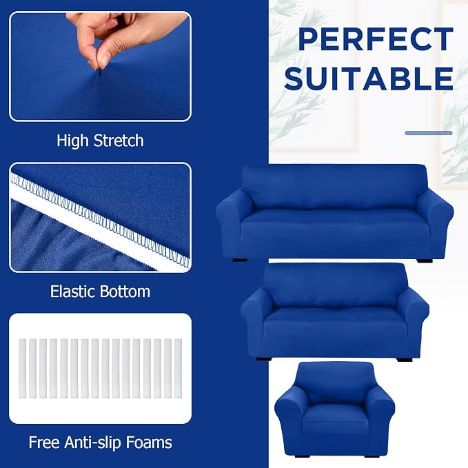 Peryiter 3 Pcs Couch and Loveseat Covers Set Sofa Cover - Image 4