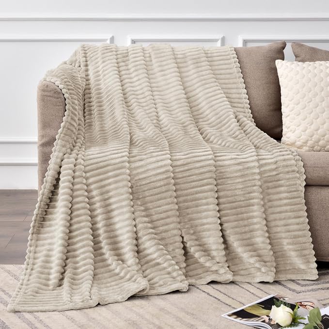 BEDELITE Fleece Blanket Queen Size – 3D Ribbed Jacquard Soft and Warm - Image 6