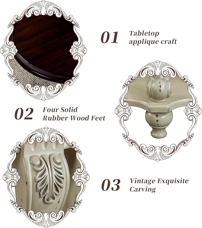 LKTART Round End Table, Victorian Vintage End Tables - Image 6