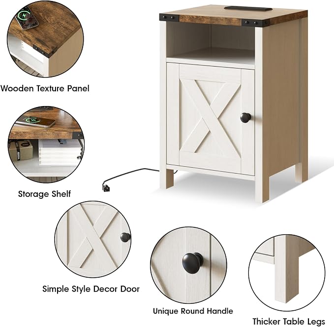 Fameill Farmhouse End Tables Set of 2, Nightstands - Image 9
