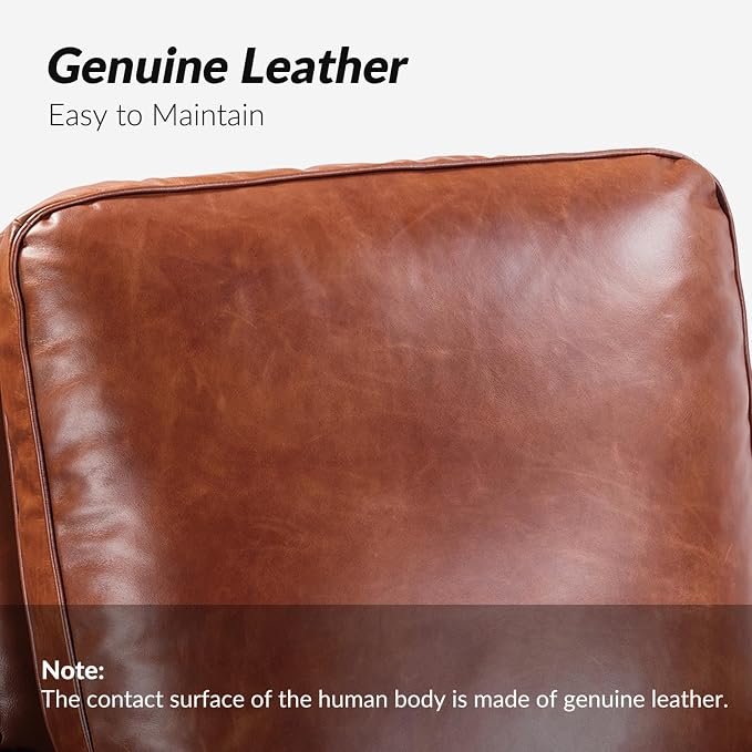 HULALA HOME Genuine Leather Manual Recliner Chair - Image 3