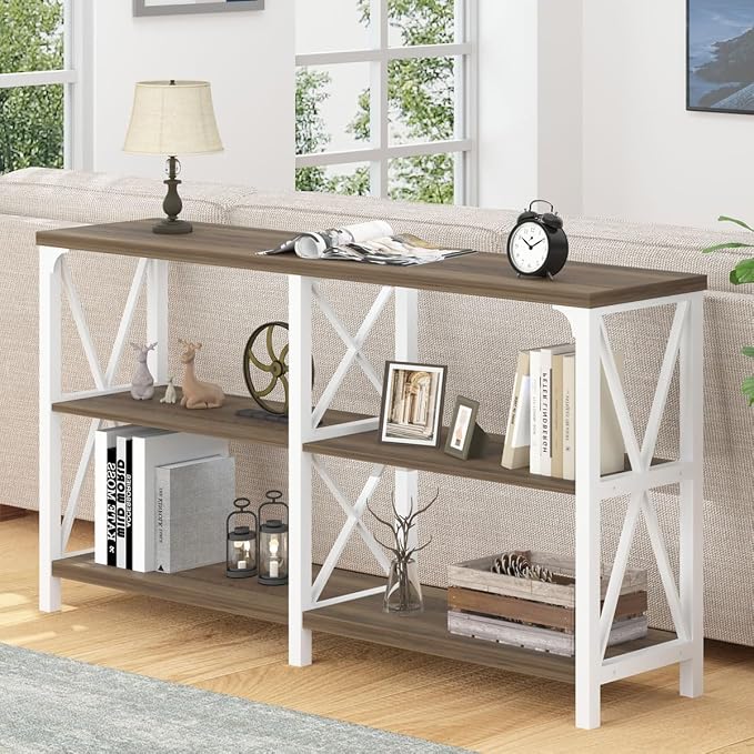 LVB Farmhouse Entryway Table, Industrial Wood Sofa Table by LVB