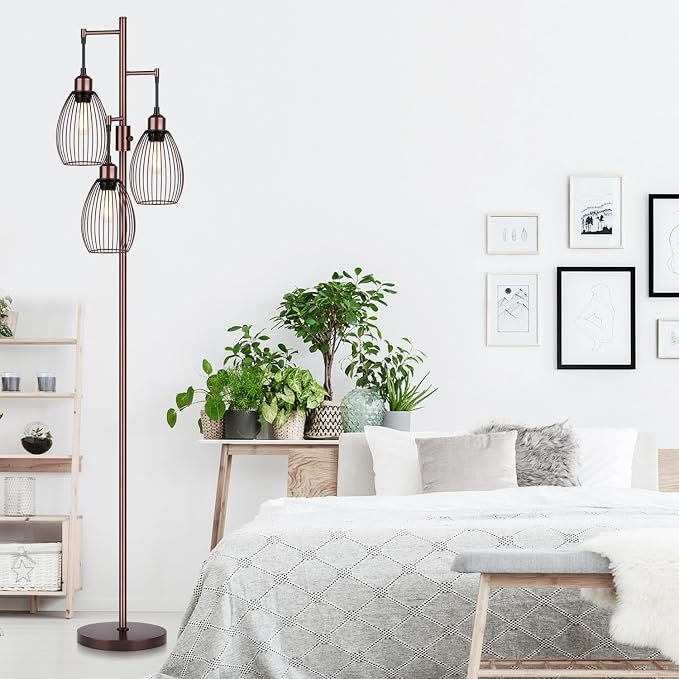 Dimmable Floor Lamp, 3 x 800LM LED Edison Bulbs Included, Farmhouse Industrial - Image 7