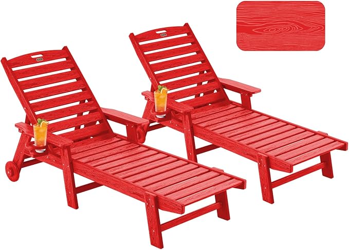 Patio Chaise Lounge Chair Set of 2, Oversize Lounge Chairs by Serique