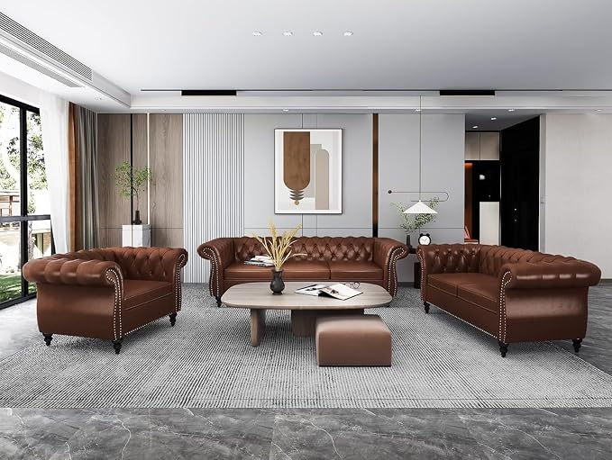 AVZEAR Chesterfield Loveseat Sofa, Upholstered Sofa Modern 2 Seater Couch Sofa - Image 7