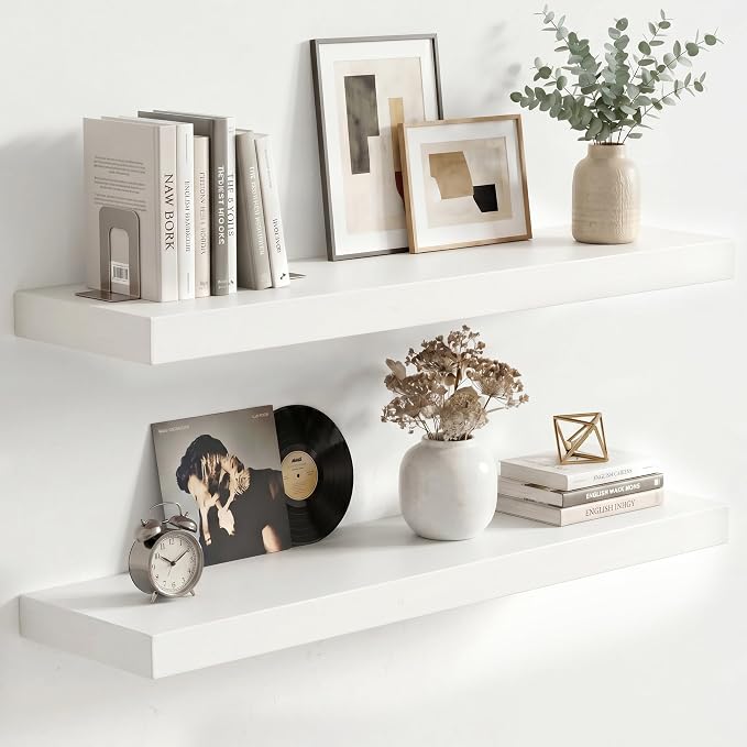 fuqing White Floating Shelves | 24 Inch Wood Floating Shelves by Fuqing