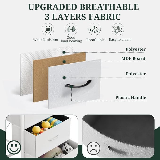 10-Drawer Dresser for Bedroom, Anti-Tip Tall Storage Organizer Chest of Drawers - Image 6