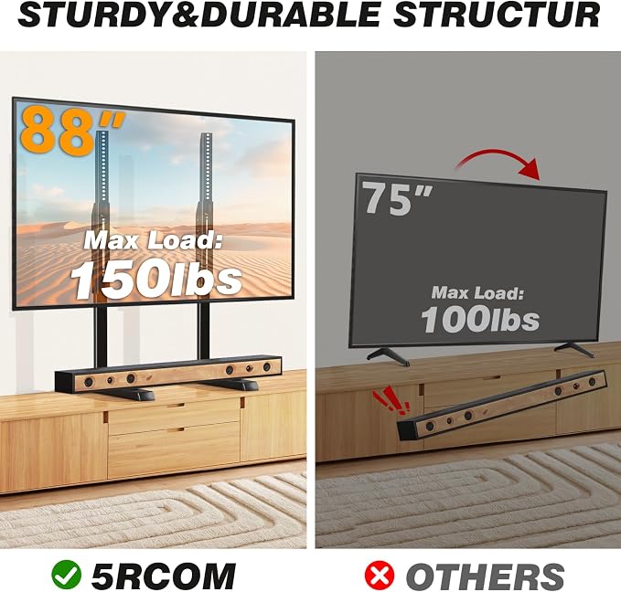 5Rcom Table Top TV Stand, Universal TV Stand - Image 3