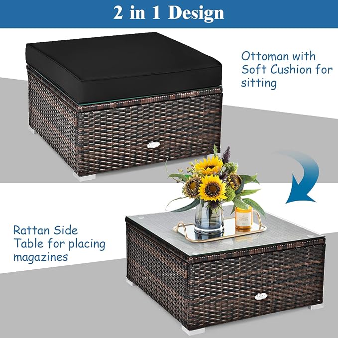 Tangkula 6 Pieces Wicker Patio Furniture Set, PE Rattan Outdoor Sectional - Image 5