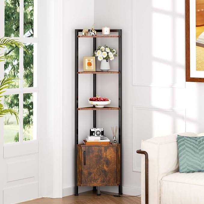 Furnulem Corner Shelf, 5-Tier Corner Cabinet - Image 8