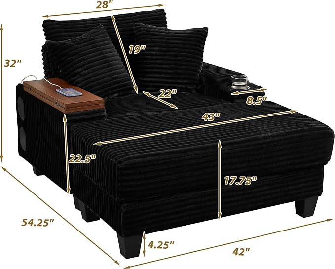 KEIKI Corduroy Storage Armrest Sofa, Single Versatile Seat - Image 2