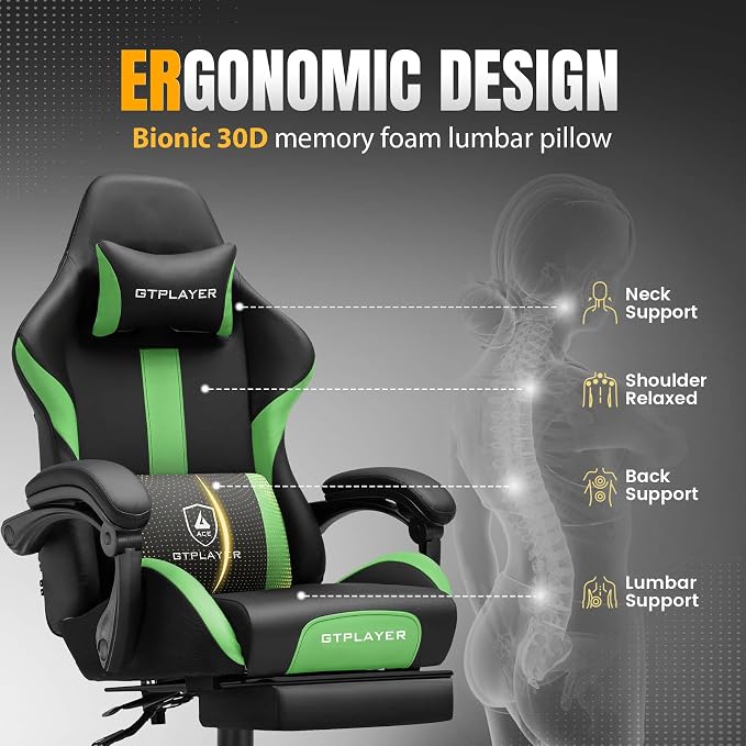 GTPLAYER Gaming Chair with Pocket Spring Cushion, Leather Office Chair with - Image 5