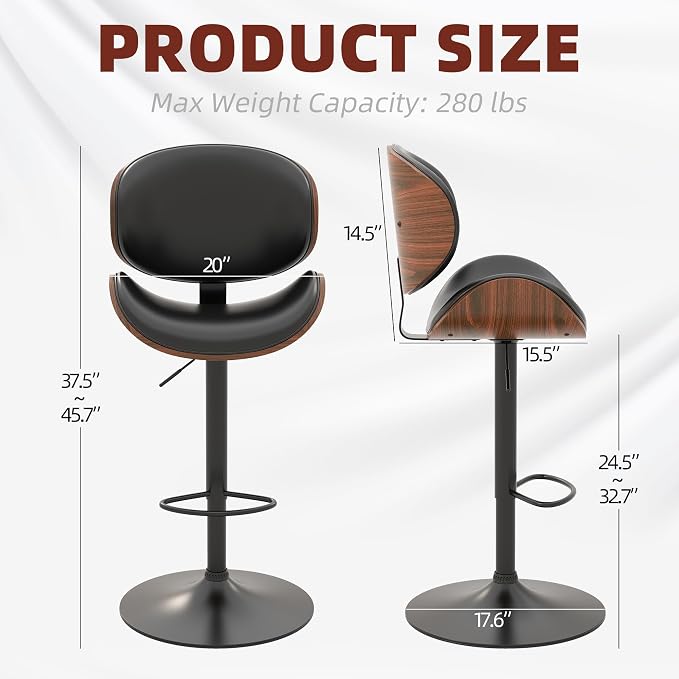 civama Bar Stools Set of 4 for Kitchen Counter, Adjustable Bar Height Chairs - Image 2