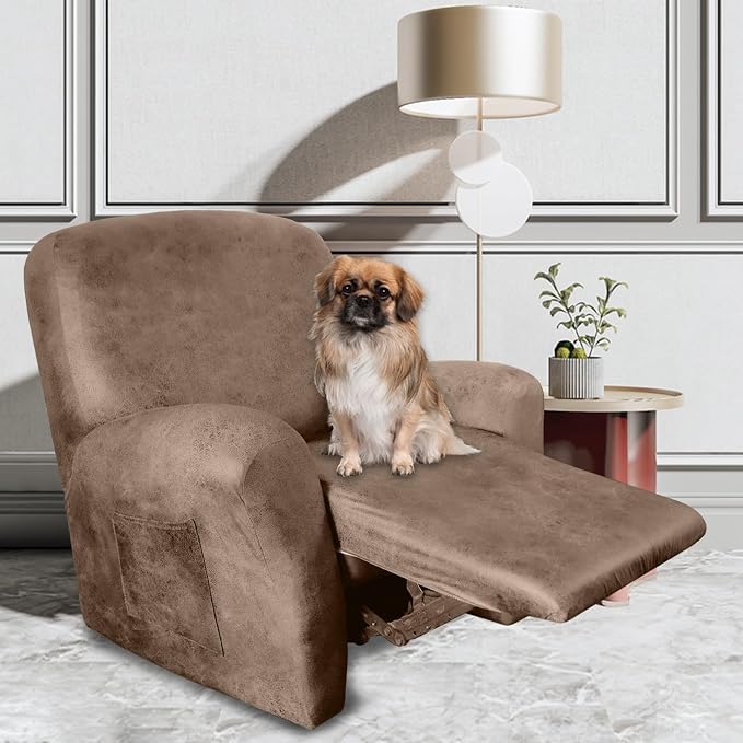 ANARACHON Leather Like Recliner Chair Covers Stay in Place, 4 Pieces Recliner - Image 2