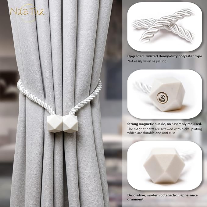 NazTur Magnetic Curtain Tiebacks- Upgrade 2022 - Image 2