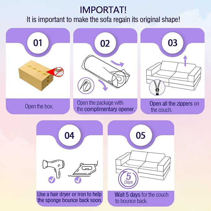 MeMoreCool 10-Piece Glow-in-the-Dark Rainbow Kids Modular Play Couch, - Image 9