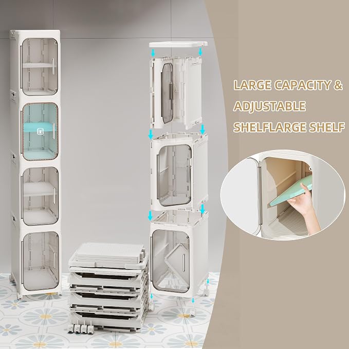 2-Tier Narrow Storage Cabinet, Slim Bathroom Storage Cabinet - Image 7