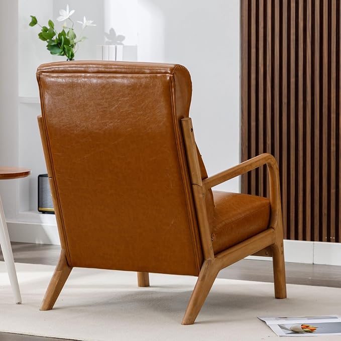 ANJ Mid Century Modern High Back Accent Chairs Set of 2, Single Lounge Armchair - Image 7