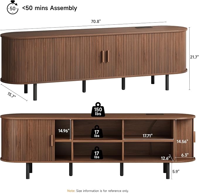 ONBRILL 70.8" TV Stand with Power Outlet - Image 2