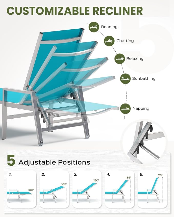 Patio Chaise Lounge Chair Outdoor Set of 2 - Image 4