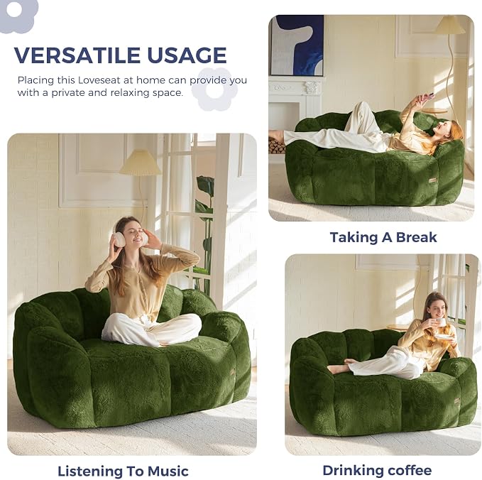 MAXYOYO Bean Bag Chair for Adults, Loveseat Floral Shaped Bean Bag Sofa - Image 4