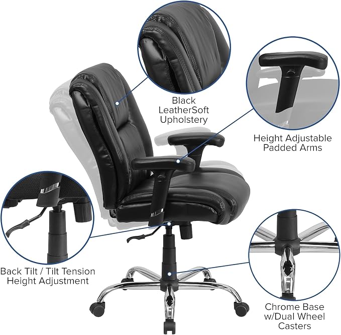Flash Furniture HERCULES Series Big & Tall 400 lb. Rated Black LeatherSoft - Image 7