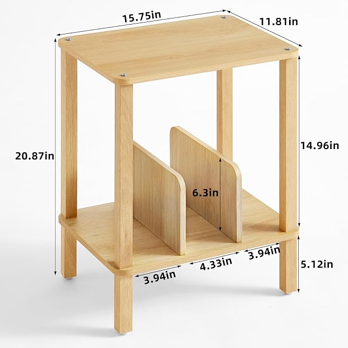 LELELINKY 2-Tier Bamboo Record Player Stand - Image 3