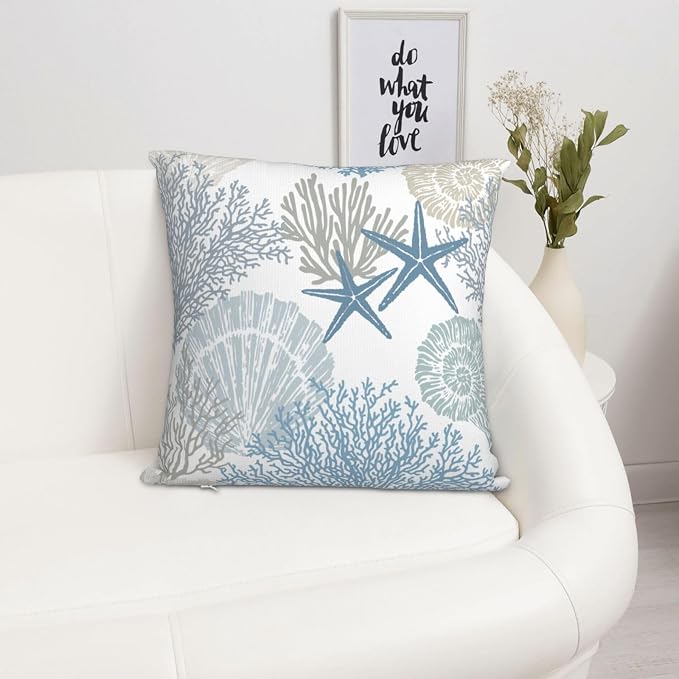 Nautical Coastal Throw Pillow Covers 20x20 Set of 2, Beach Themed Ocean - Image 9