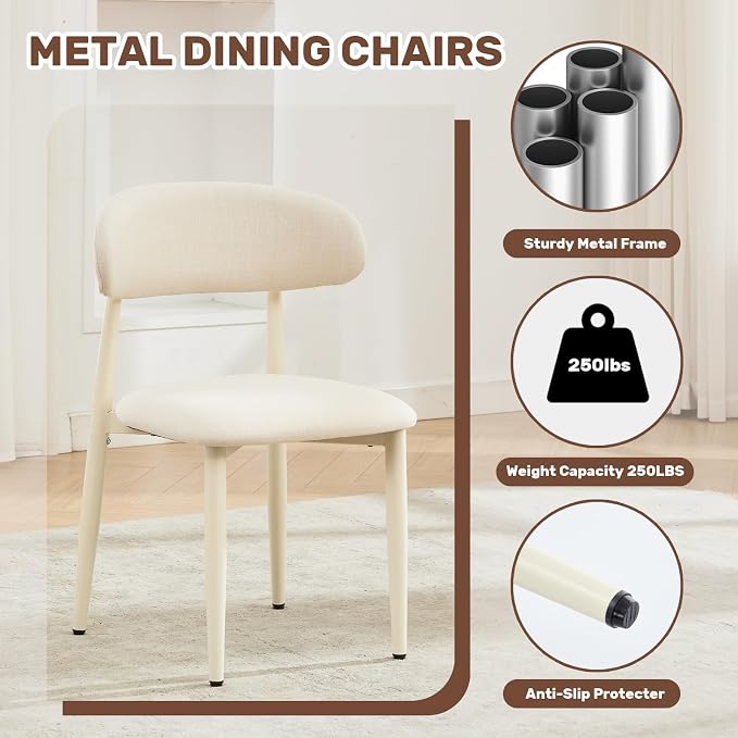 UVV Dining Chairs Set of 4, Metal Kitchen Chairs - Image 7