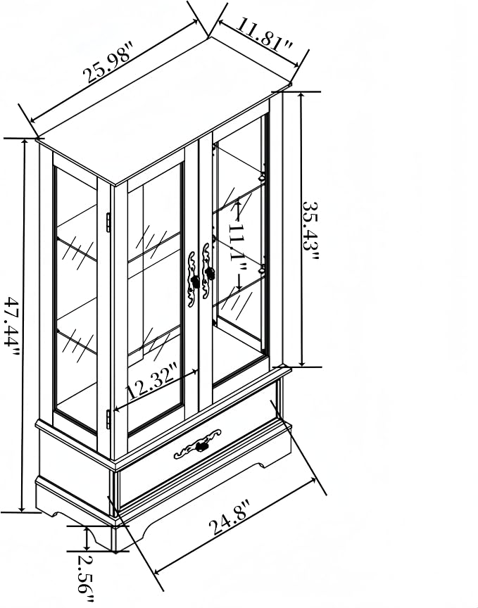 Lighted Glass Curio Display Cabinet - Image 2
