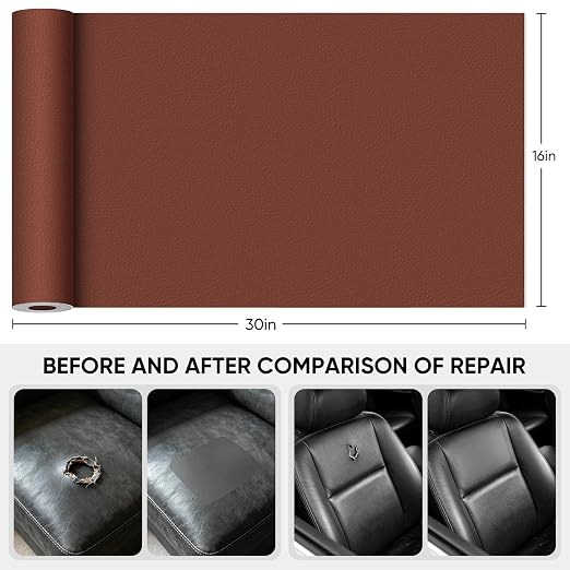Leather Repair Tape, 16 x 30 Inches Self Adhesive Leather Repair Patch，Leather - Image 2