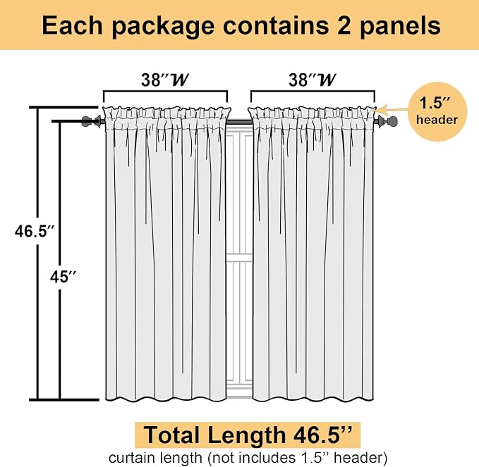 Lecloud Leia Clip Textured Sheer Blush Curtains 45 Inch Length 2 Panels - Image 4