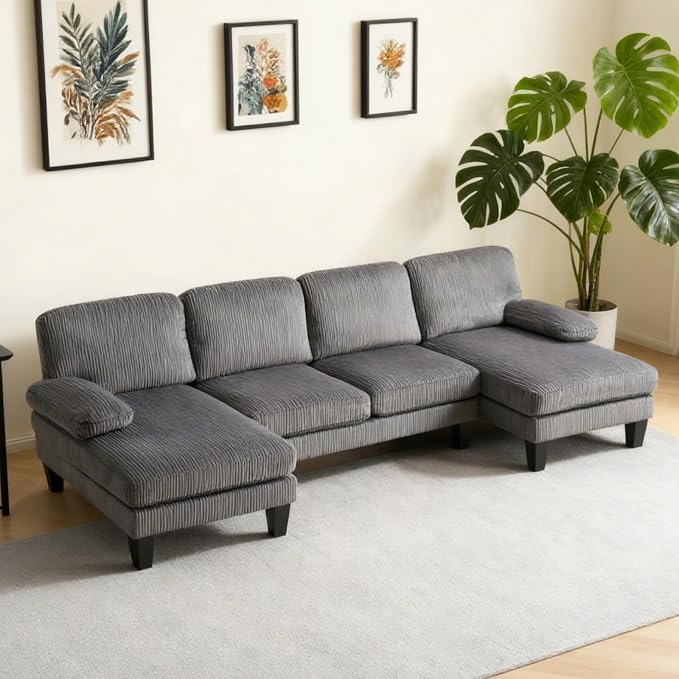 Karl home U-Shape Sectional Sofa Couch 111" Modern 4-Seat Sofa by Karlhome