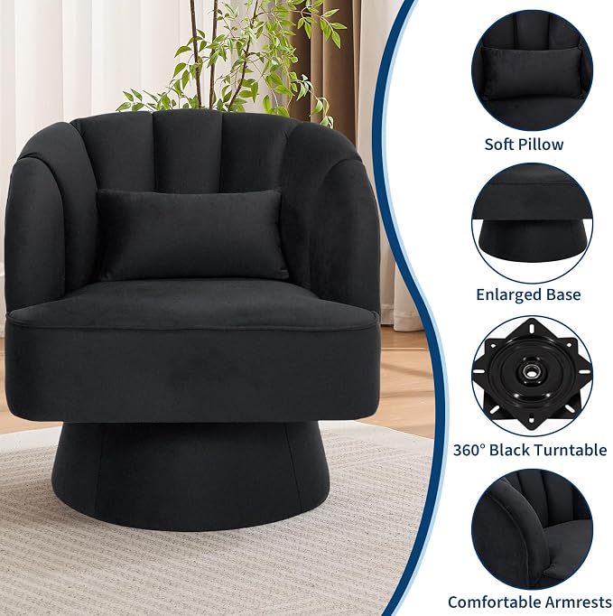 Garvee Ultra-Plush Swivel Accent Chair, 360° Barrel Lounge Chair - Image 7