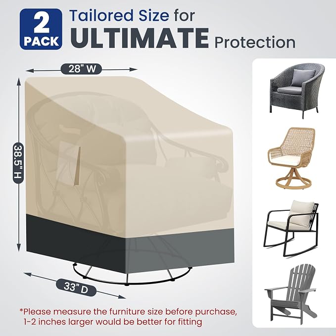 Extra Heavy Duty Patio Rocking Chair Covers Waterproof - Image 2