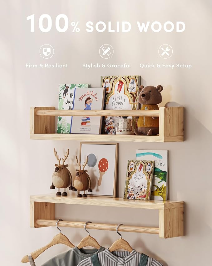 G&W Gruwald Nursery Book Shelves, Hanging Bookshelf, Wall Book Shelves - Image 2