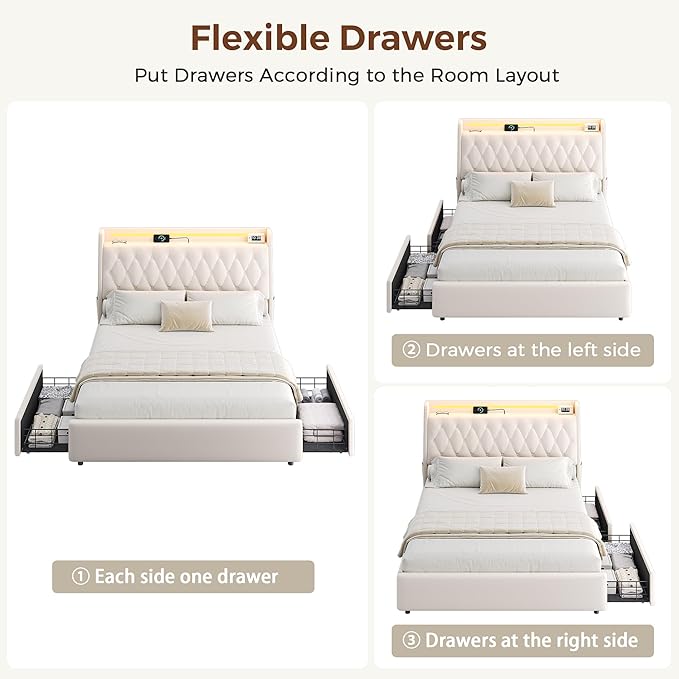 Queen LED Velvet Bed Frame - Image 8