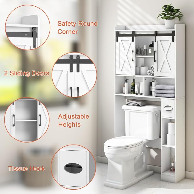 Vabches Over The Toilet Storage Cabinet, Farmhouse Storage Cabinet Over Toilet - Image 4