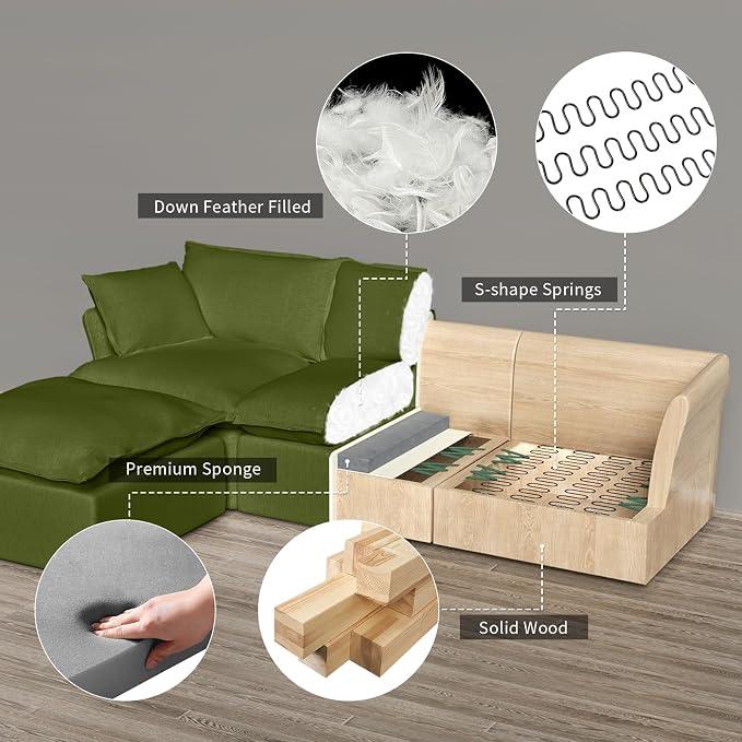 5 Seat V Shape Modular Sectional Couch Sofa - Image 4