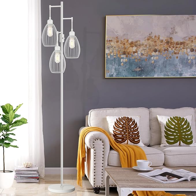 Dimmable Floor Lamp, 3 x 800LM LED Edison Bulbs Included, Farmhouse Industrial - Image 3
