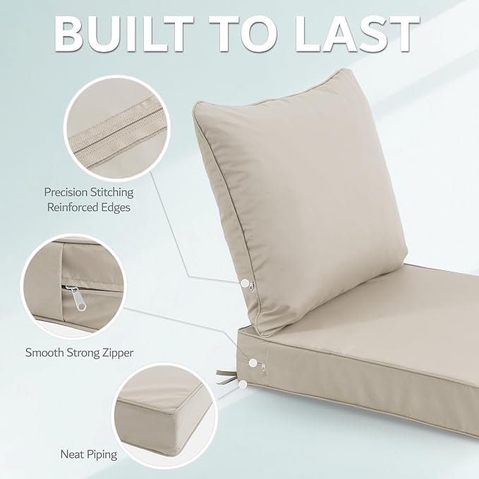 19x19 Inch Patio Chair Cushions Set of 2, Outdoor Furniture Cushions - Image 6