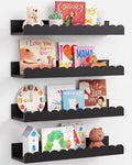 Harwaya Black Floating Nursery Wall Book Shelves Set of 4, Scalloped Shelves by Harwaya