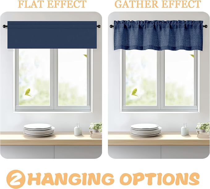 OWENIE Navy Blue Valances for Windows 1 Pcs 18 Inch Length, Light Filtering - Image 4